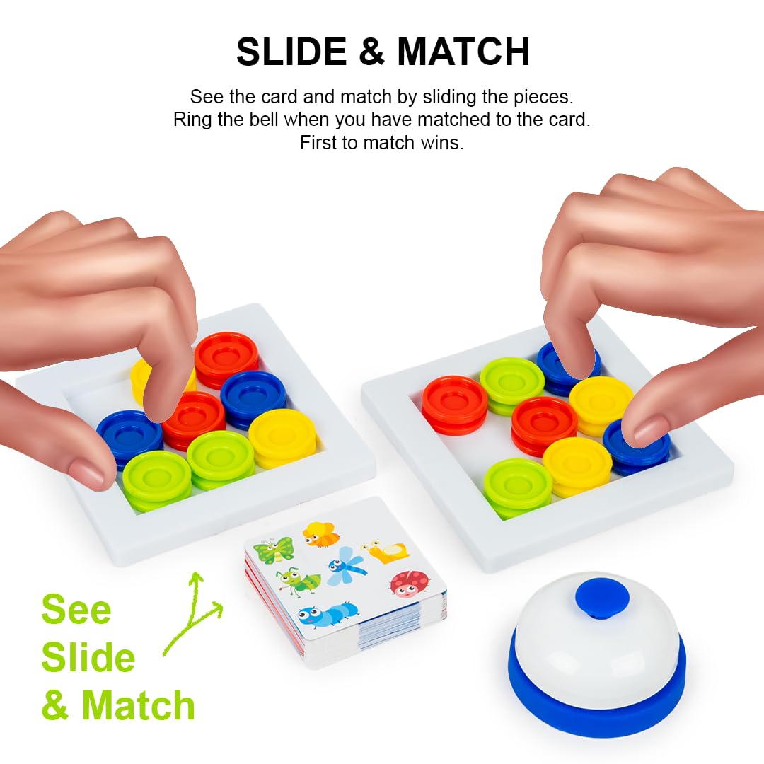 ratna's slide & match, color & pattern matching learning toys for kids 5+ years, kids montessori slide puzzle educational activity toy