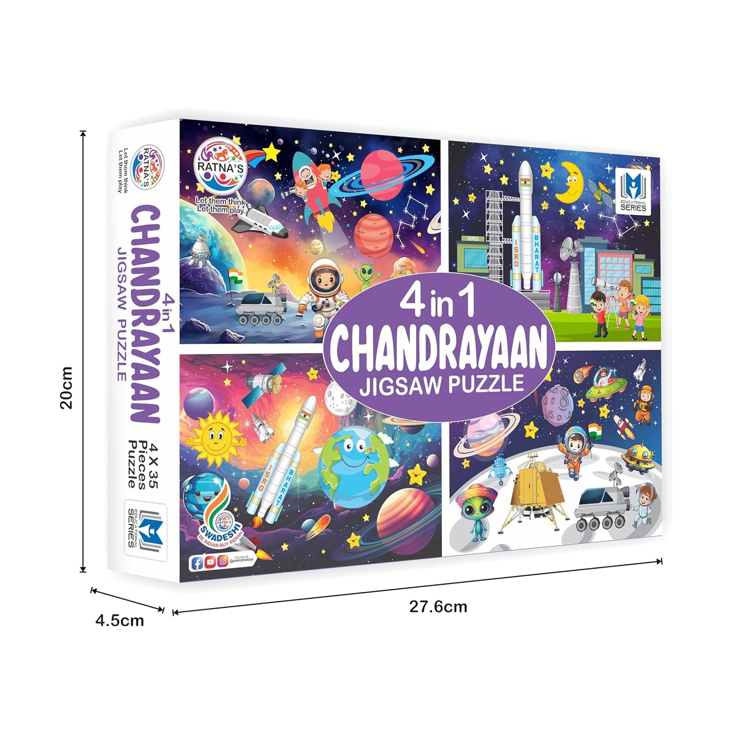 ratna's 4 in 1 chandrayaan jigsaw puzzle (4 x 35 pieces) for kids 3+ years