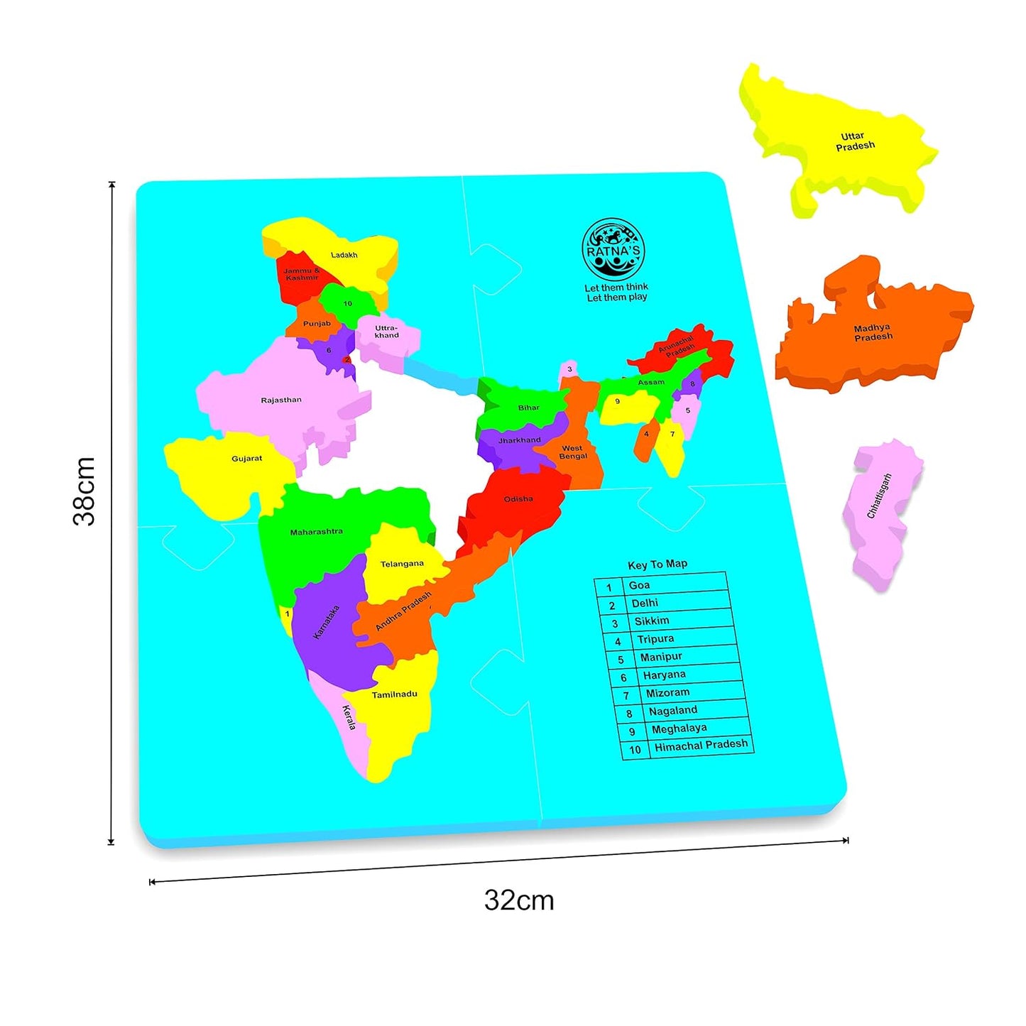 ratna's educational jigsaw puzzle range for kids (eva india map)