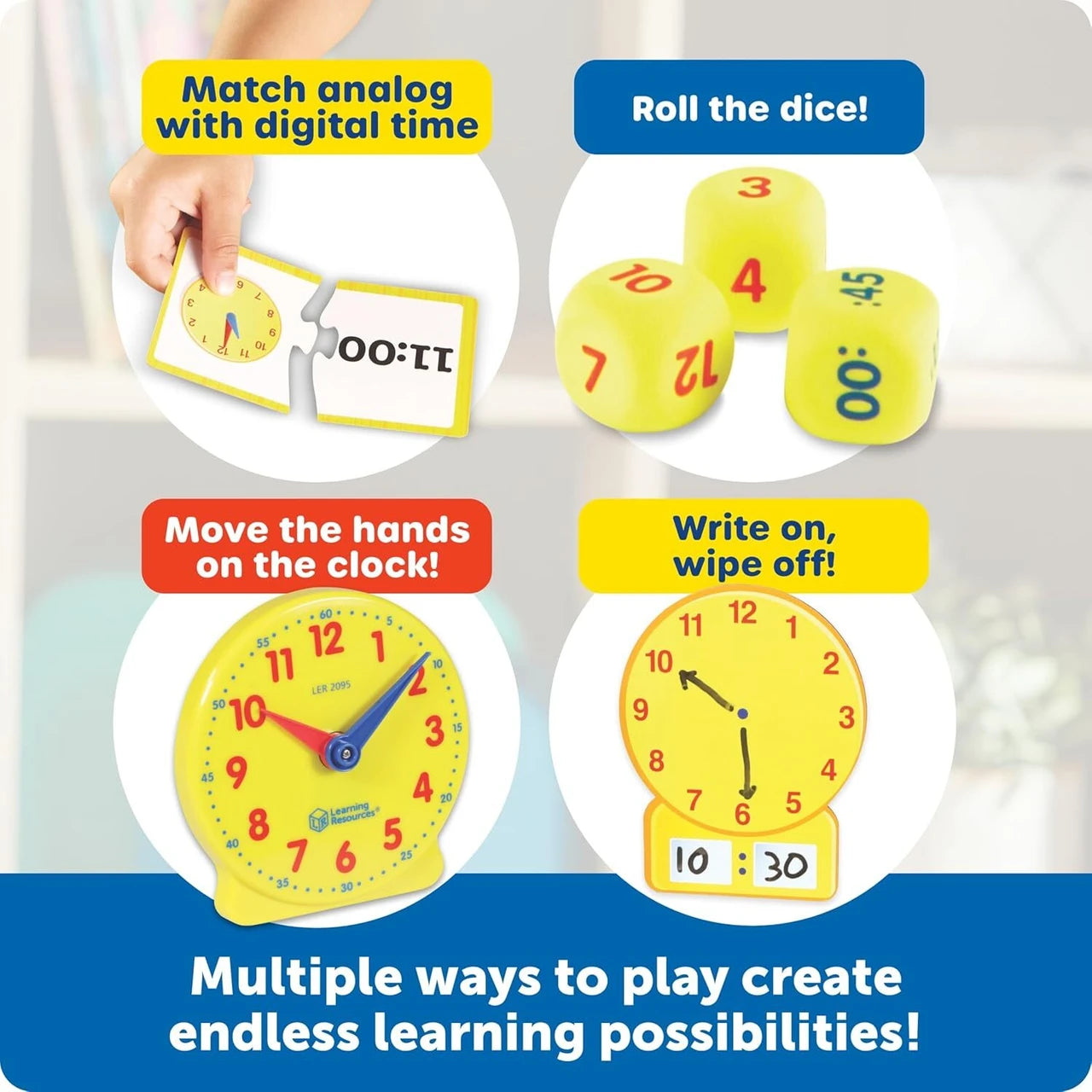 olympia learn o' clock new way to learn time 24pcs puzzle and 3dice age 5years+