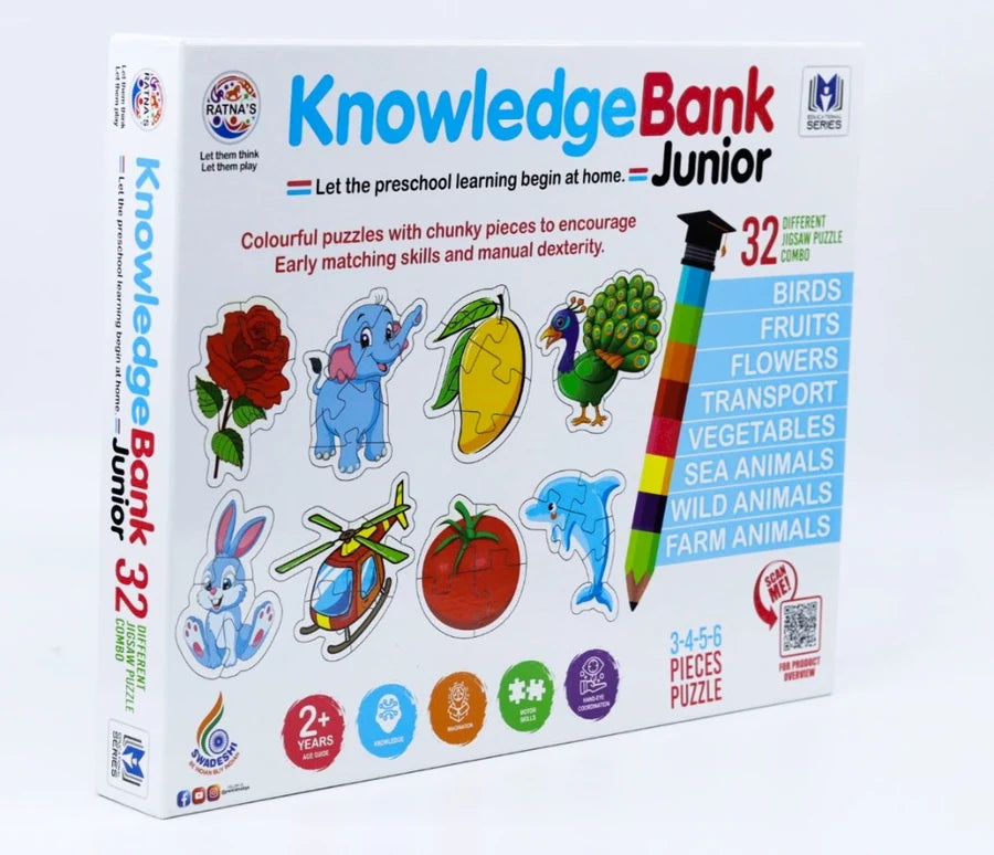 knowledge bank junior | 32 different jigsaw puzzle combo for kids 2+
