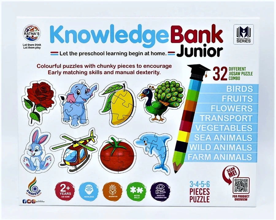 knowledge bank junior | 32 different jigsaw puzzle combo for kids 2+