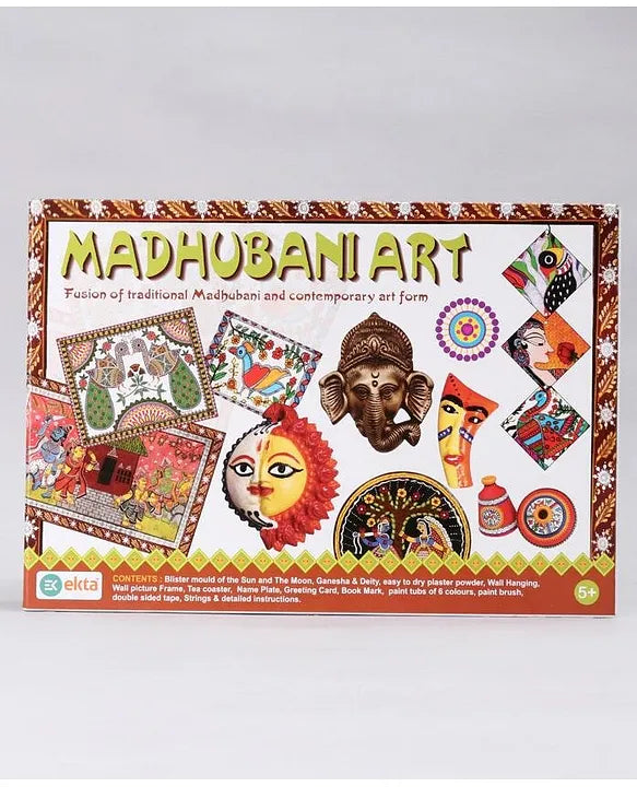 ekta madhubani art kit brown - 17 pieces