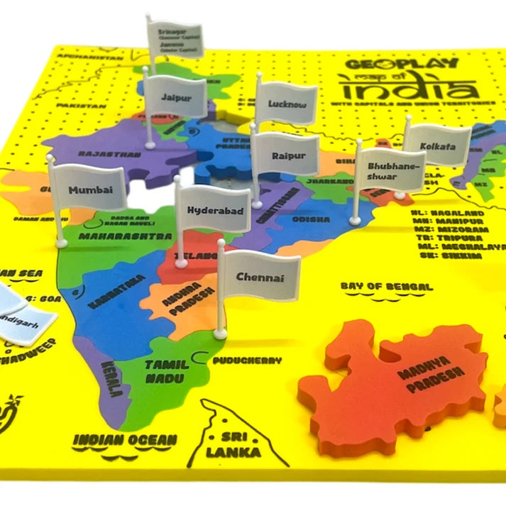 india map with state capital flags and union territories