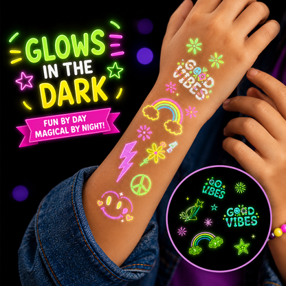 Glow in the Dark 3-in-1 Fashion Kit – Unicorn Nail Art, Jwellery & Fashion Tattoos