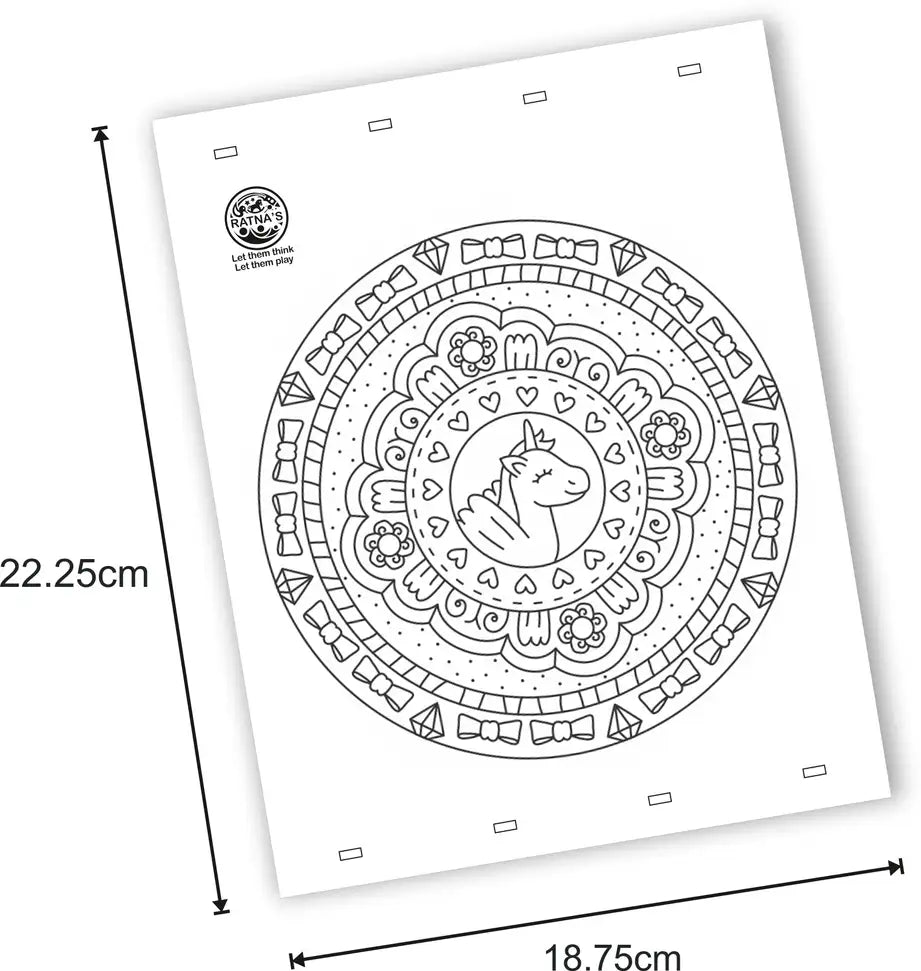 ratnas unicorn mandala art junior (1044) diy colouring kits