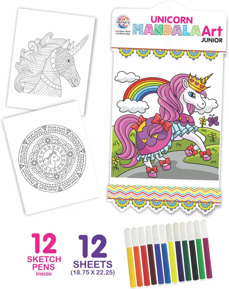 ratnas unicorn mandala art junior (1044) diy colouring kits