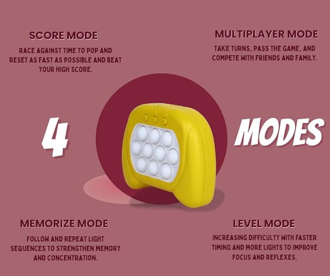 my pop it challenge quick push toy, fidget with music for kids girl and boy, four modes and electronic speed push game for stress relief and brain exercise, ideal for 3+ years kids