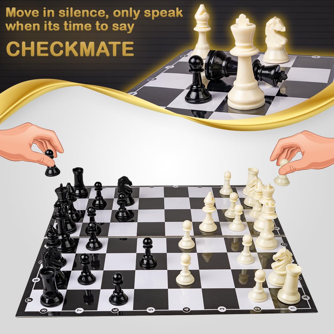 ratna's legend magnetic chess jumbo size foldable magnetic chess board set with magnetic pieces having storage case for each piece, board games for kids and adults (16.5x16.5 inches)