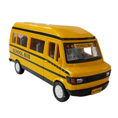Yellow School Bus Toy for Kids | Pull Back Mini Bus with Opening Doors | Friction Powered Plastic Vehicle | Realistic School Bus Model Toy for Boys & Girls Age 3+