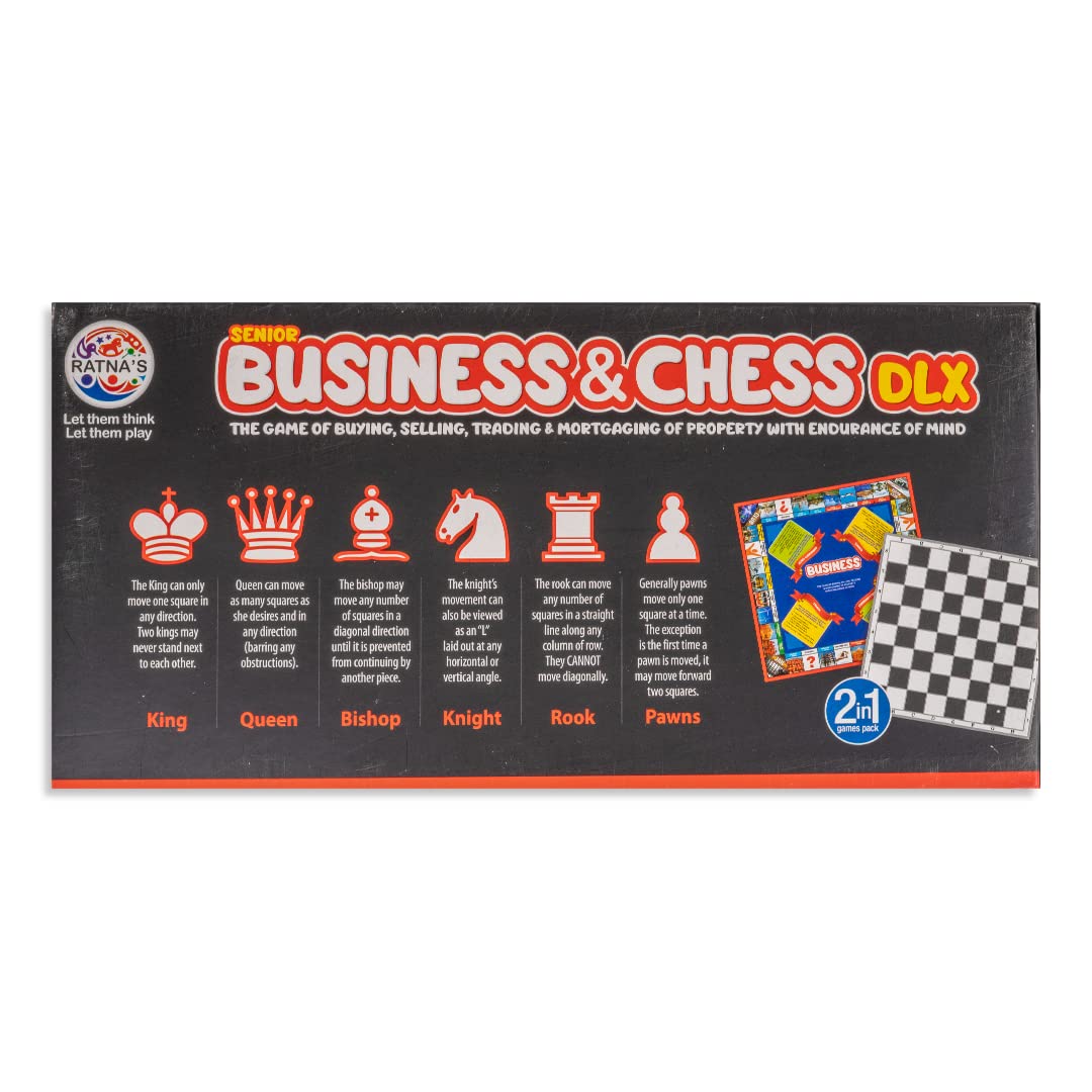 ratna's 2 in 1 business and chess deluxe board game with biscuit coins for kids - perfect family strategy game for all ages