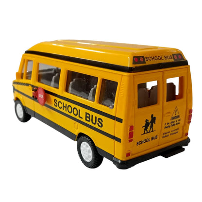 Yellow School Bus Toy for Kids | Pull Back Mini Bus with Opening Doors | Friction Powered Plastic Vehicle | Realistic School Bus Model Toy for Boys & Girls Age 3+