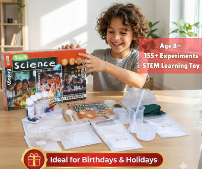 lay Craft (Eksploe) 3-in-1 Science Kit for Kids (8+) | 155+ Experiments | STEM Learning Toy | Biology, Chemistry & Physics Lab Set | DIY Educational Science Kit with 40 + Tools & Materials