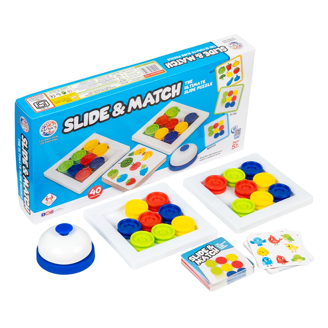 ratna's slide & match, color & pattern matching learning toys for kids 5+ years, kids montessori slide puzzle educational activity toy