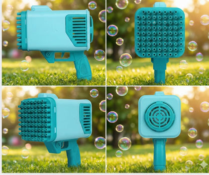 72 Holes Bazooka Bubble Gun for Kids with LED Lights |Rechargeable Battery Included, Bubble Solution & Tray Set, Automatic Bubble Blaster | Age 3+ for Girls and Boys