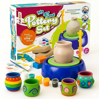 FUN NATION Pottery Making Kit for Kids | Battery Operated Pottery Wheel with Clay, Tools, Paints & Brushes | DIY Art & Craft Kit | Creative Gift for Boys & Girls