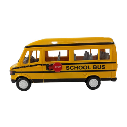 Yellow School Bus Toy for Kids | Pull Back Mini Bus with Opening Doors | Friction Powered Plastic Vehicle | Realistic School Bus Model Toy for Boys & Girls Age 3+