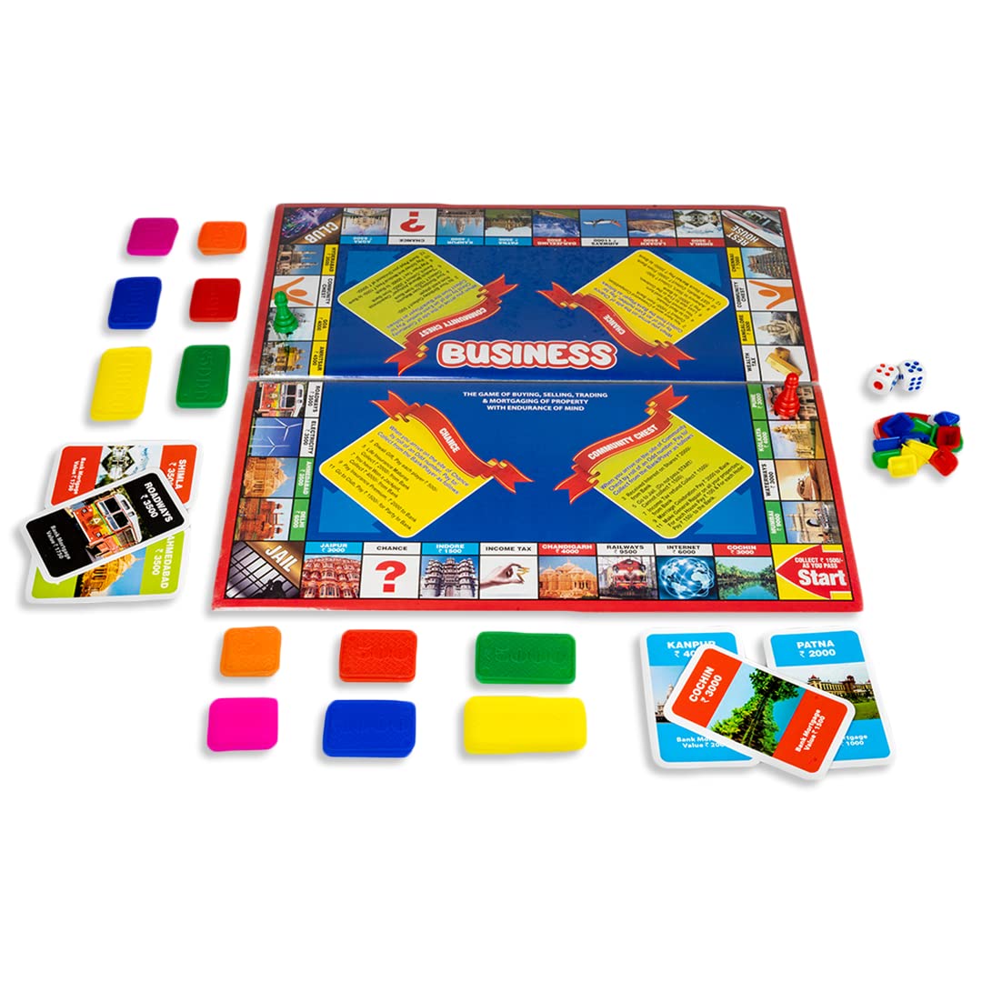 ratna's 2 in 1 business and chess deluxe board game with biscuit coins for kids - perfect family strategy game for all ages