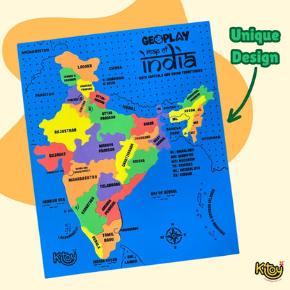 India Map with State Capital Flags and Union Territories