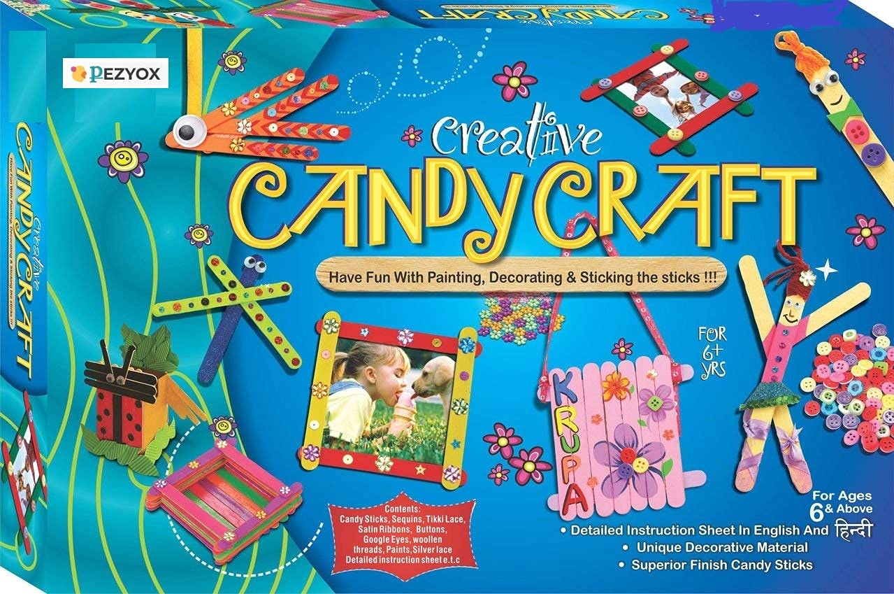 pezyox creative candy craft kit house of gifts satin strips, plastic beads craft kit toys, multicolour
