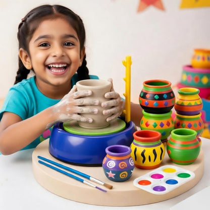 FUN NATION Pottery Making Kit for Kids | Battery Operated Pottery Wheel with Clay, Tools, Paints & Brushes | DIY Art & Craft Kit | Creative Gift for Boys & Girls