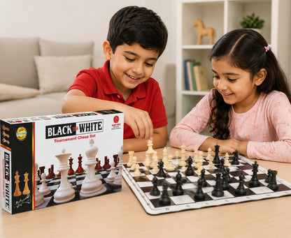 Toys Black and White Tournament Chess Set – Professional Roll-Up Vinyl Board Game with Solid Plastic Chessmen Pieces for Kids and Adults