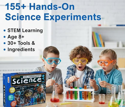Wonder Science Lab Kit for Kids | 155+ STEM Science Experiments Boys & Girls Age 8+ Year