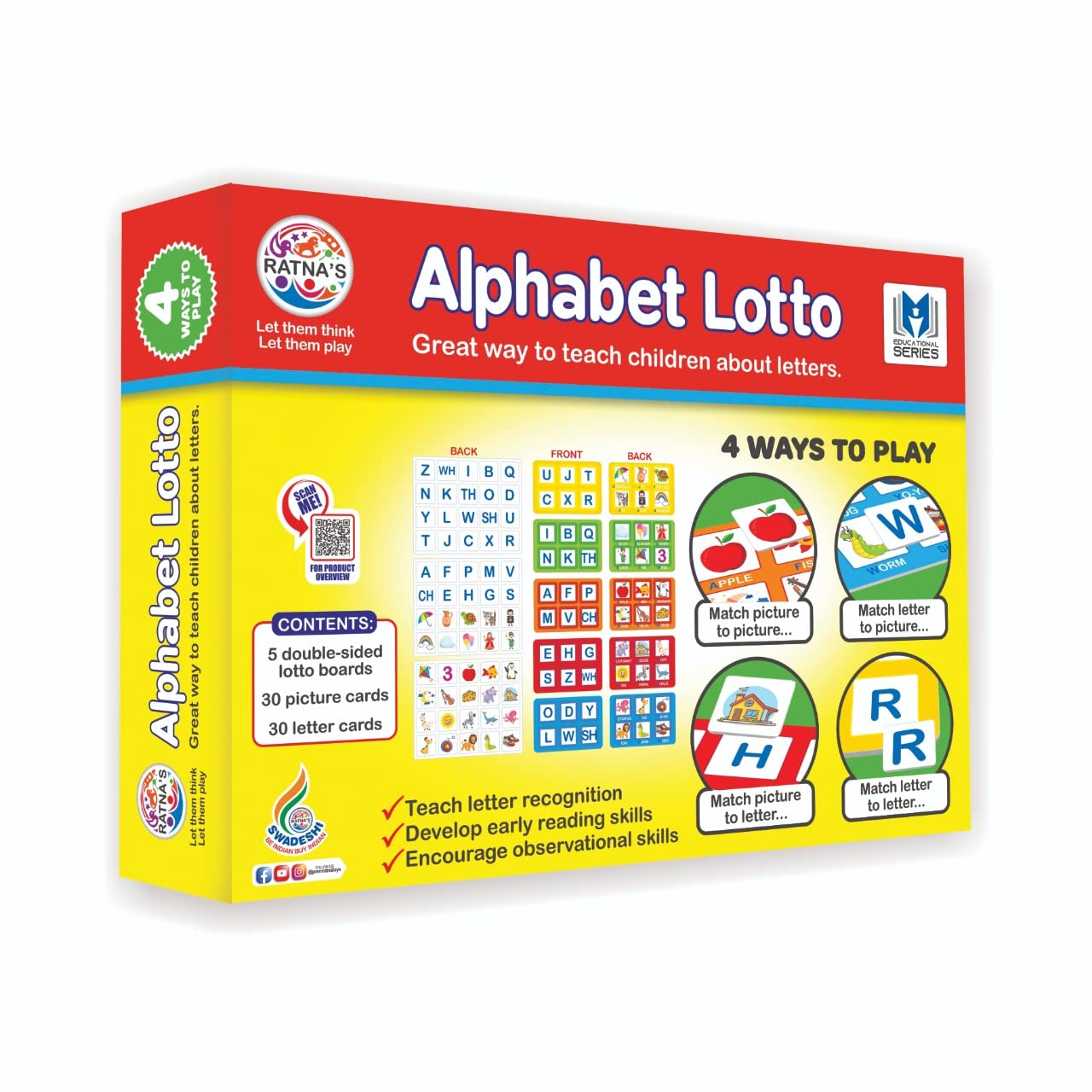 ratna's alphabet lotto great way to learn letters along with playing for preschool kids
