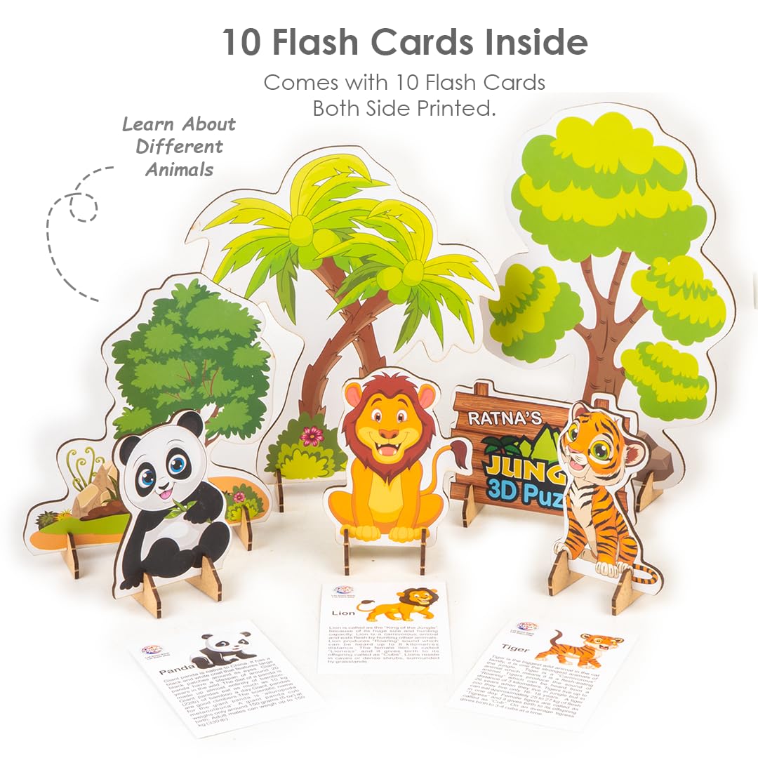 ratna's zoology to create 3d jungle with printed wooden cutouts learning & educational game for kids & toddlers