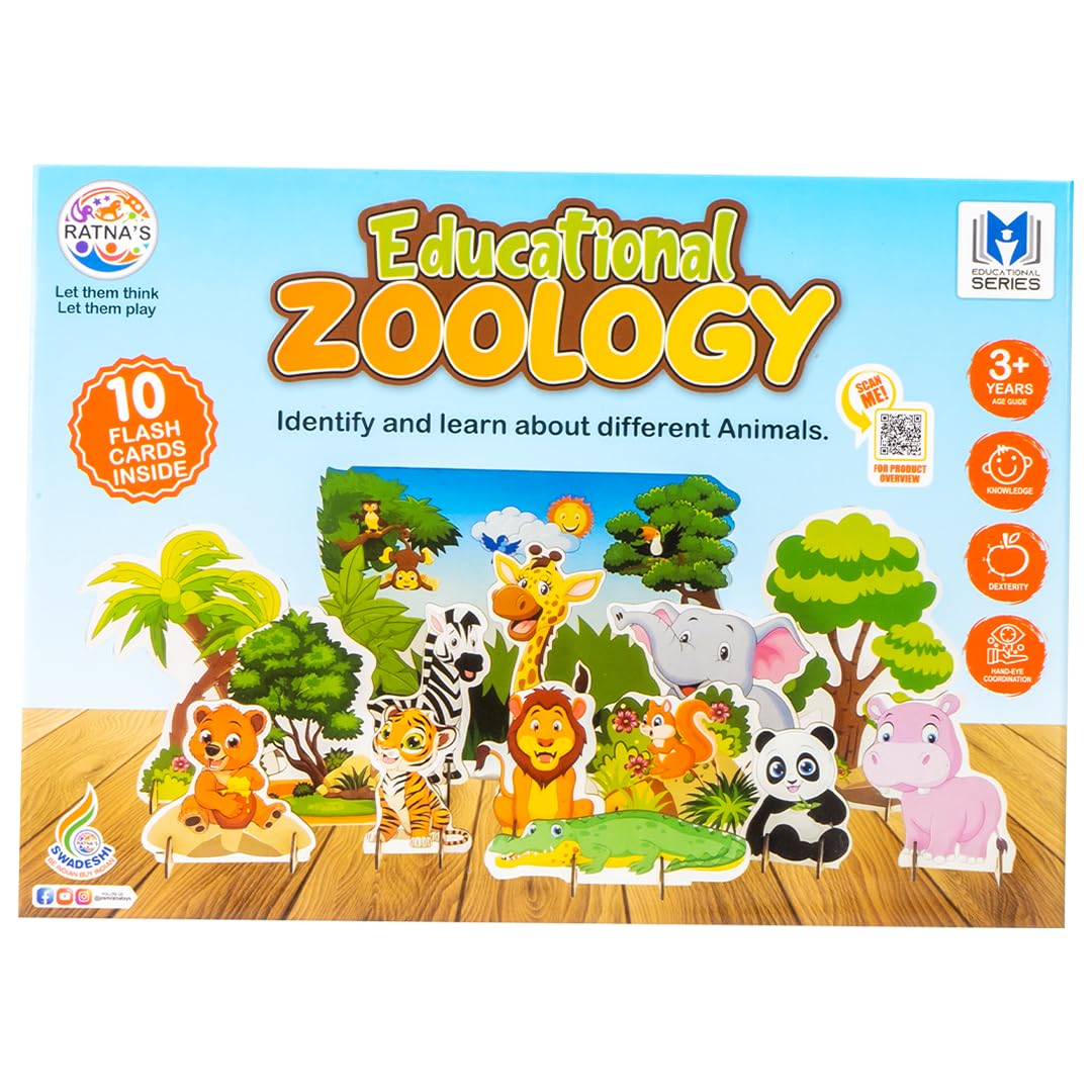 ratna's zoology to create 3d jungle with printed wooden cutouts learning & educational game for kids & toddlers