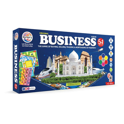 Ratna's Business Junior Coins 5 in 1 Board Game Set of Business, Snake and Ladders, Ludo, Car Rally, and Cricket Games, 2-4 Players, Perfect for Kids & Adults Play