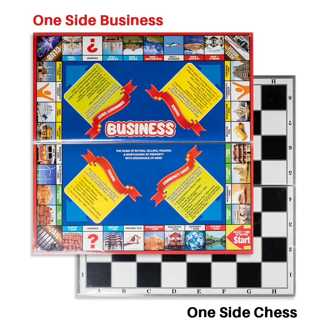 ratna's 2 in 1 business and chess deluxe board game with biscuit coins for kids - perfect family strategy game for all ages
