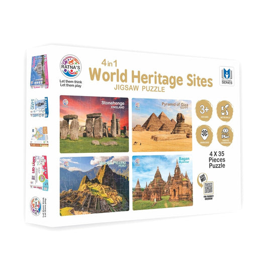 Ratna's 4 in 1 World Heritage Sites Jigsaw Puzzle (4 x 35 Pieces) Each Puzzle Size 24 x 17 cm Educational Toy for Kids 3+ Years
