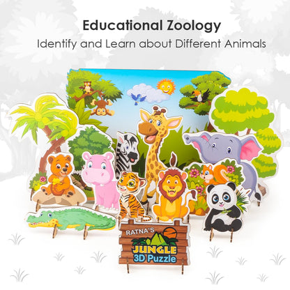 Ratna's Zoology to Create 3D Jungle with Printed Wooden Cutouts Learning & Educational Game for Kids & Toddlers