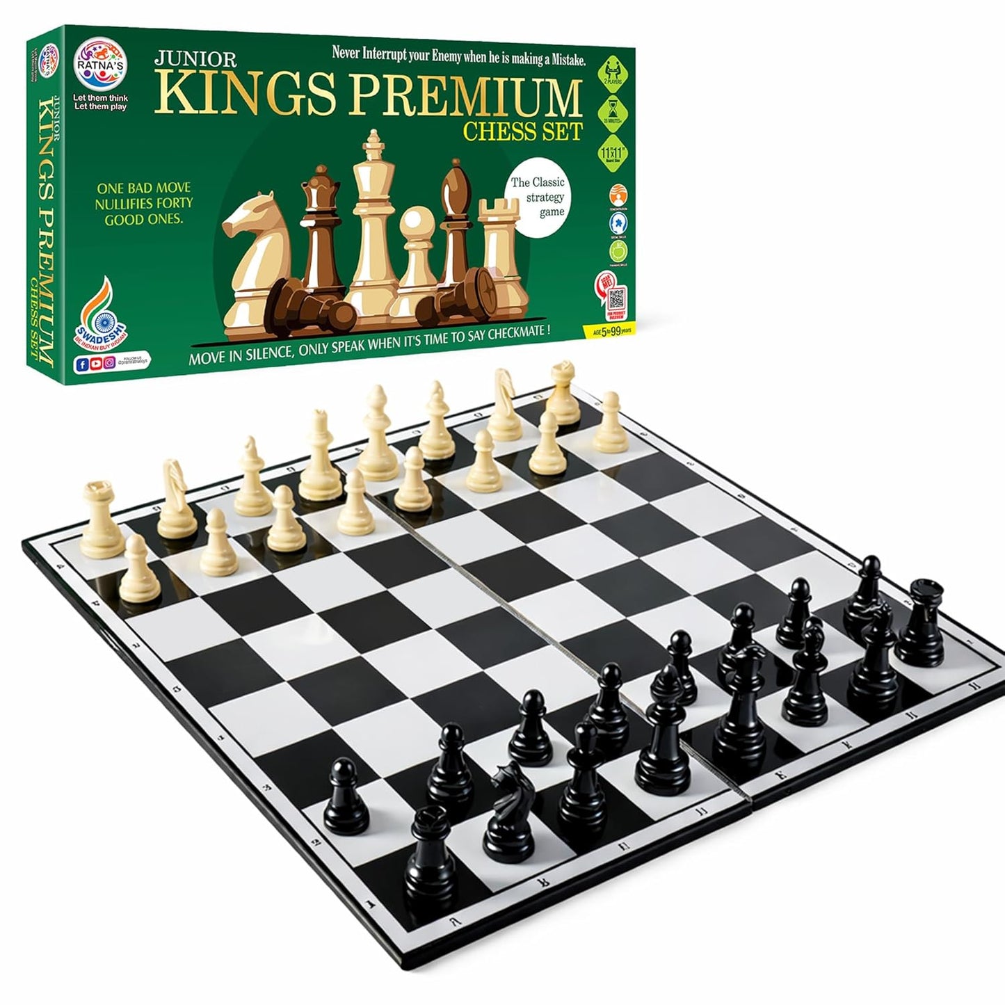 ratna's strategy game junior kings premium chess board set for kids with logical and strong mind to enhance their logical thinking and concentration