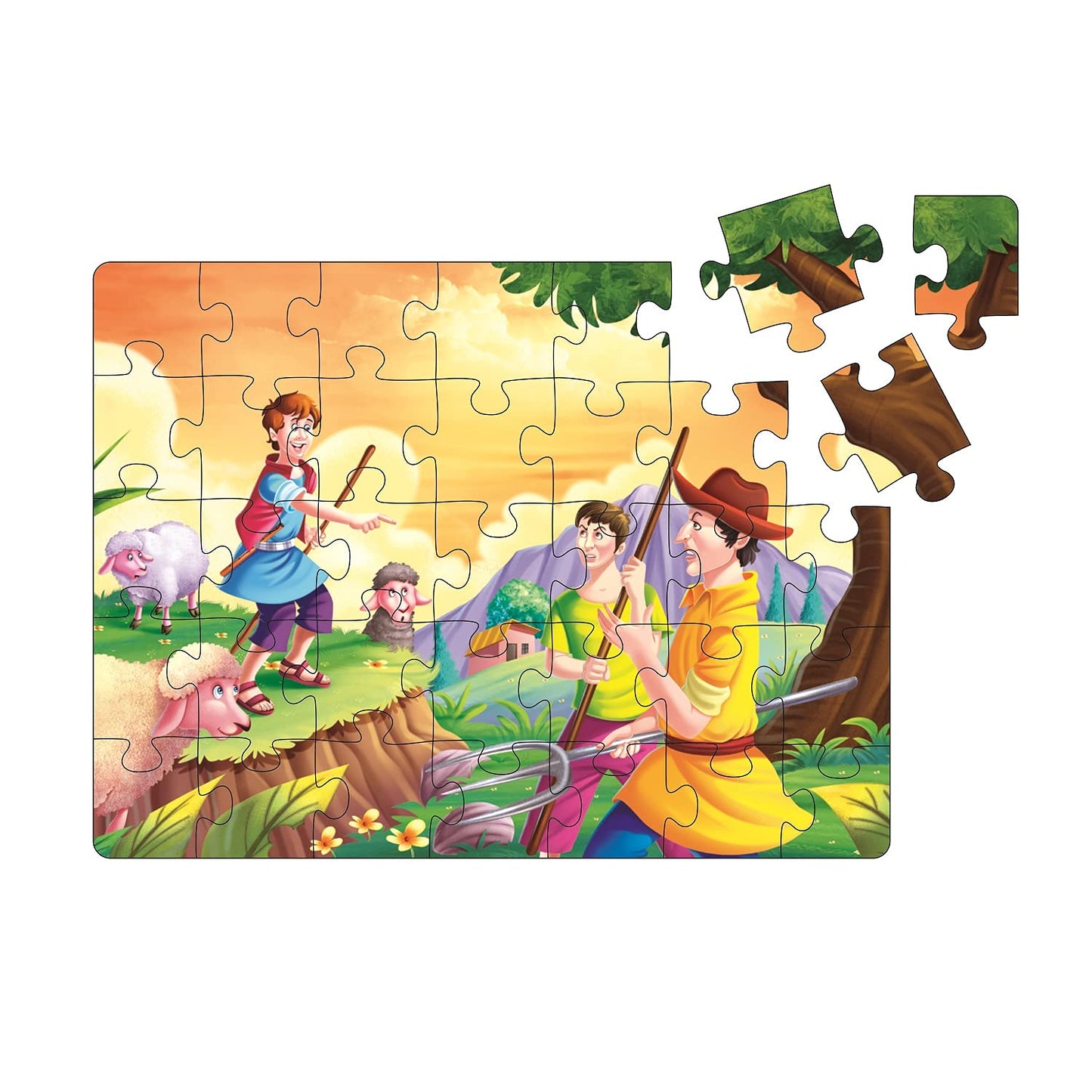 ratna's story jigsaw puzzle the shephard boy and the lion for kids. this pack includes 3 jigsaw puzzle and a story book inside