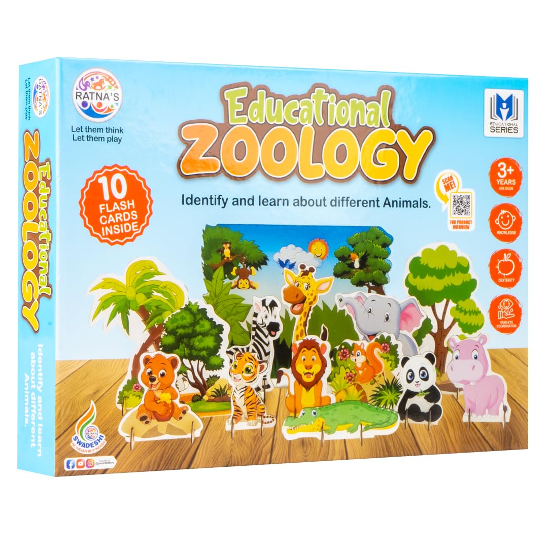 ratna's zoology to create 3d jungle with printed wooden cutouts learning & educational game for kids & toddlers