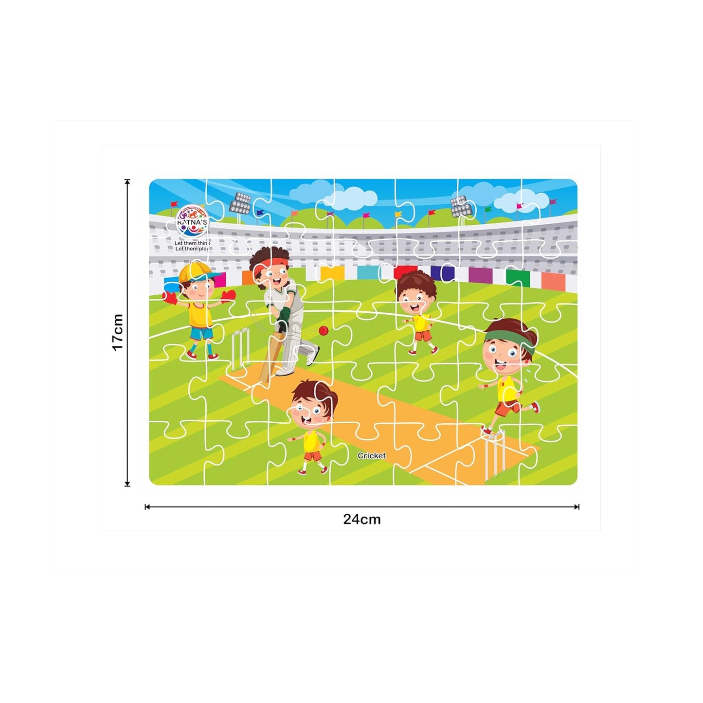 ratna's original 4 in 1 sports jigsaw puzzle for kids - set of 4, 35-piece puzzles for games like cricket, football, basketball & tennis | educational toy | puzzle guide included | ages 3 and up