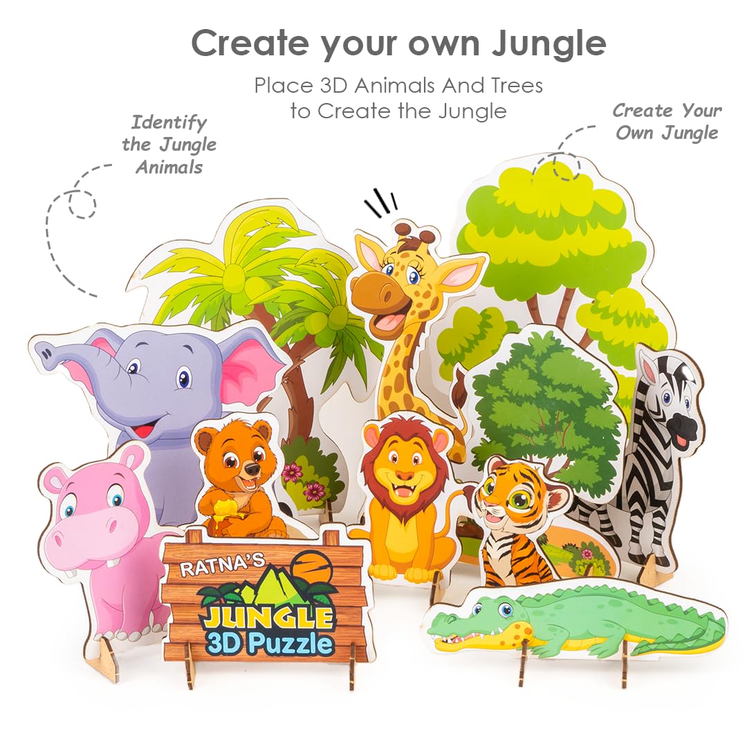 ratna's zoology to create 3d jungle with printed wooden cutouts learning & educational game for kids & toddlers
