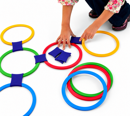 Unicorn Edition Hopscotch Ring Game Set (13 Rings, 16 Connectors & Spinner) | Great for Indoor/Outdoor Play for Kids | 3+Years