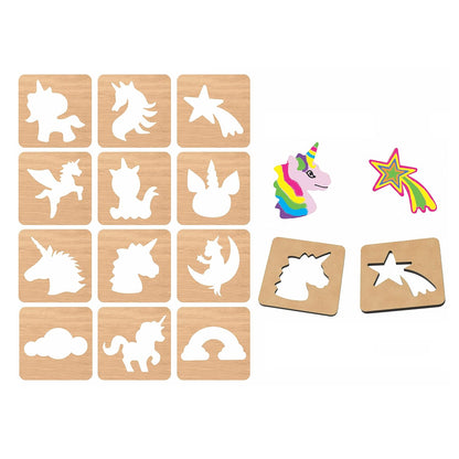 Ratnas Unicorn Stencil Art Wooden 2 in 1 DIY Craft Kit for Kids 5+