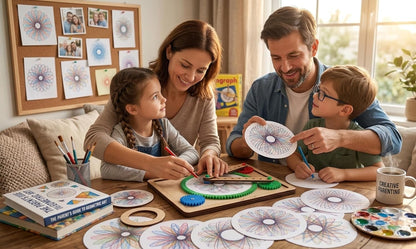 Toy Box Spiro .Graph Machine Drawing Set, Create Unlimited Designs, MDF, for Ages 6+ Years, with Colour Pencils