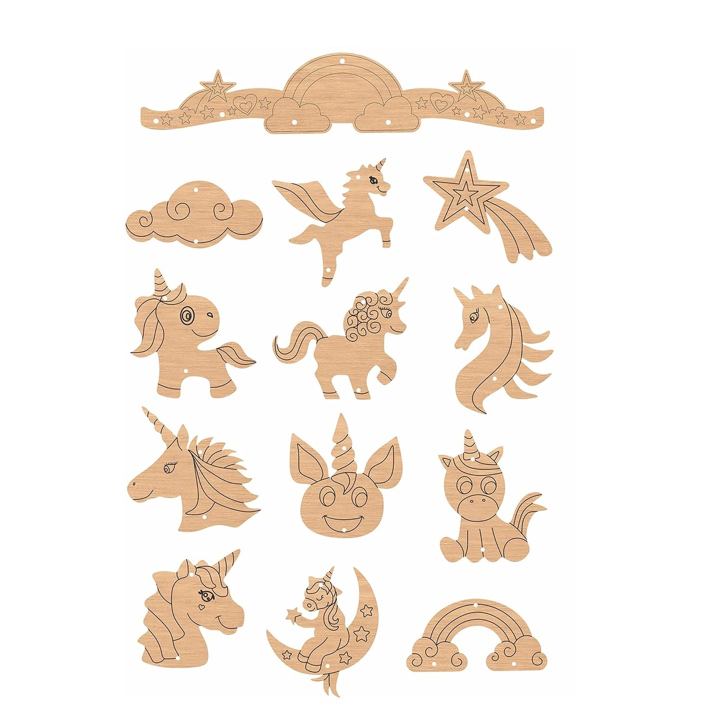 ratnas unicorn stencil art wooden 2 in 1 diy craft kit for kids 5+