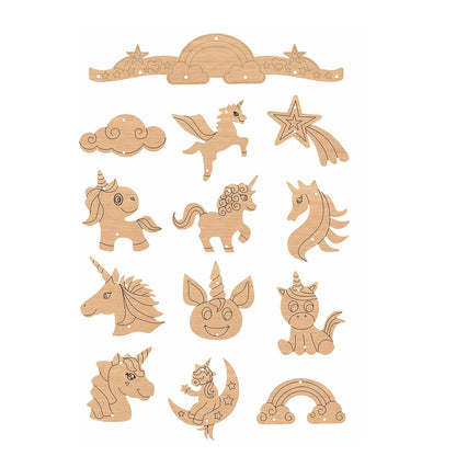 Ratnas Unicorn Stencil Art Wooden 2 in 1 DIY Craft Kit for Kids 5+