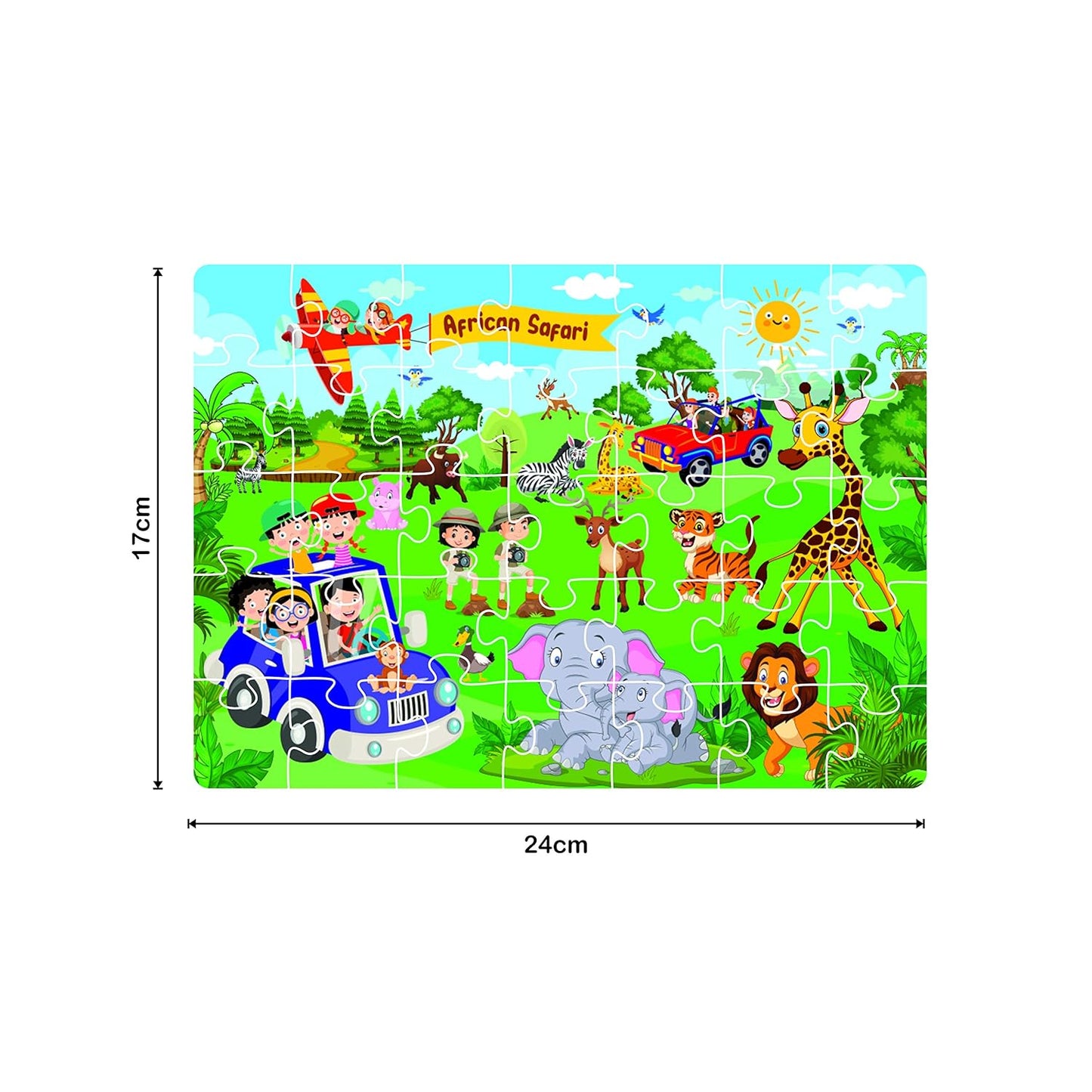ratna's 4 in 1 safari world jigsaw puzzle for kids. 4 puzzles with 35 pieces each (african safari, polar express, mountain safari & desert safari)