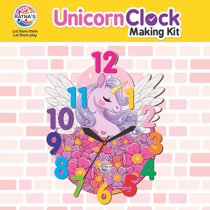 ratna's unicorn clock making kit wooden diy art & craft kit for kids