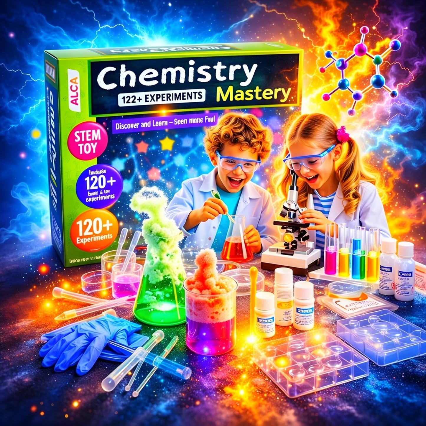 alca chemistry mastery science experiment kit for boys & girls ages 7-14 | birthday gifts ideas for kids | stem learning educational toys & stem toys for boys 7-14 years | experiment kit