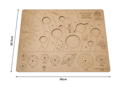 Ratna's Wooden Solar System Puzzle, Pik & Fix the Pieces with The Help of Plucker Provided, Educational Toy for Kids 5+ Years