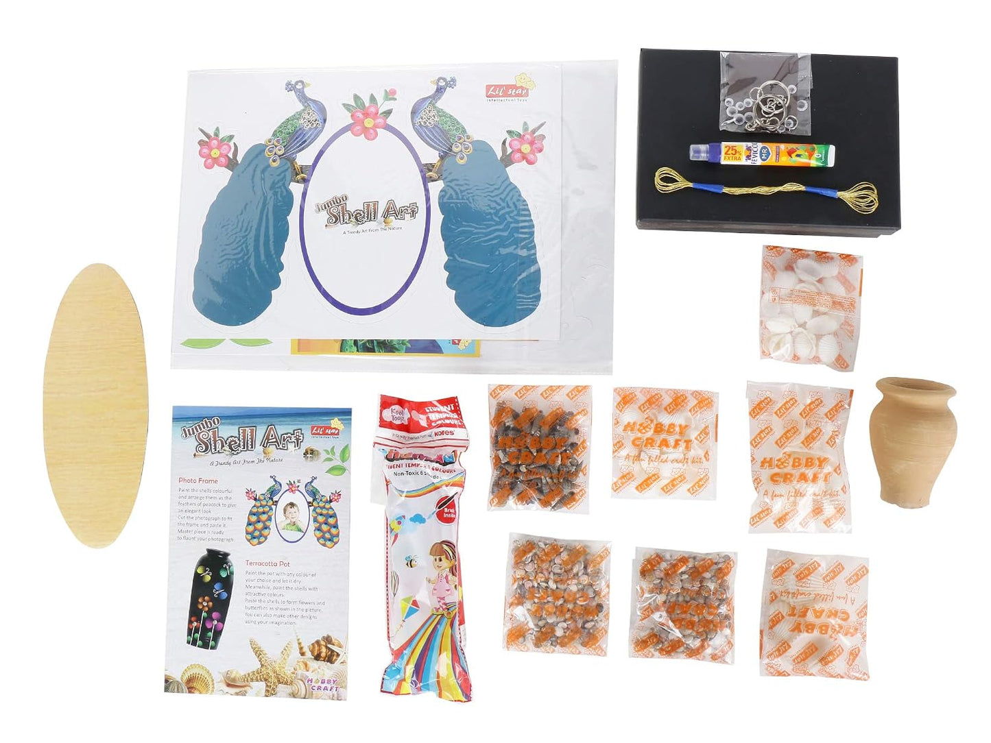 diy hobby, creative lil star jumbo shell art and craft game kit for kids upto 10 years old