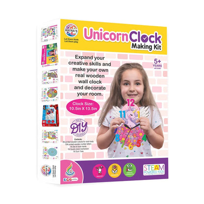 Ratna's Unicorn Clock Making Kit Wooden DIY Art & Craft Kit for Kids